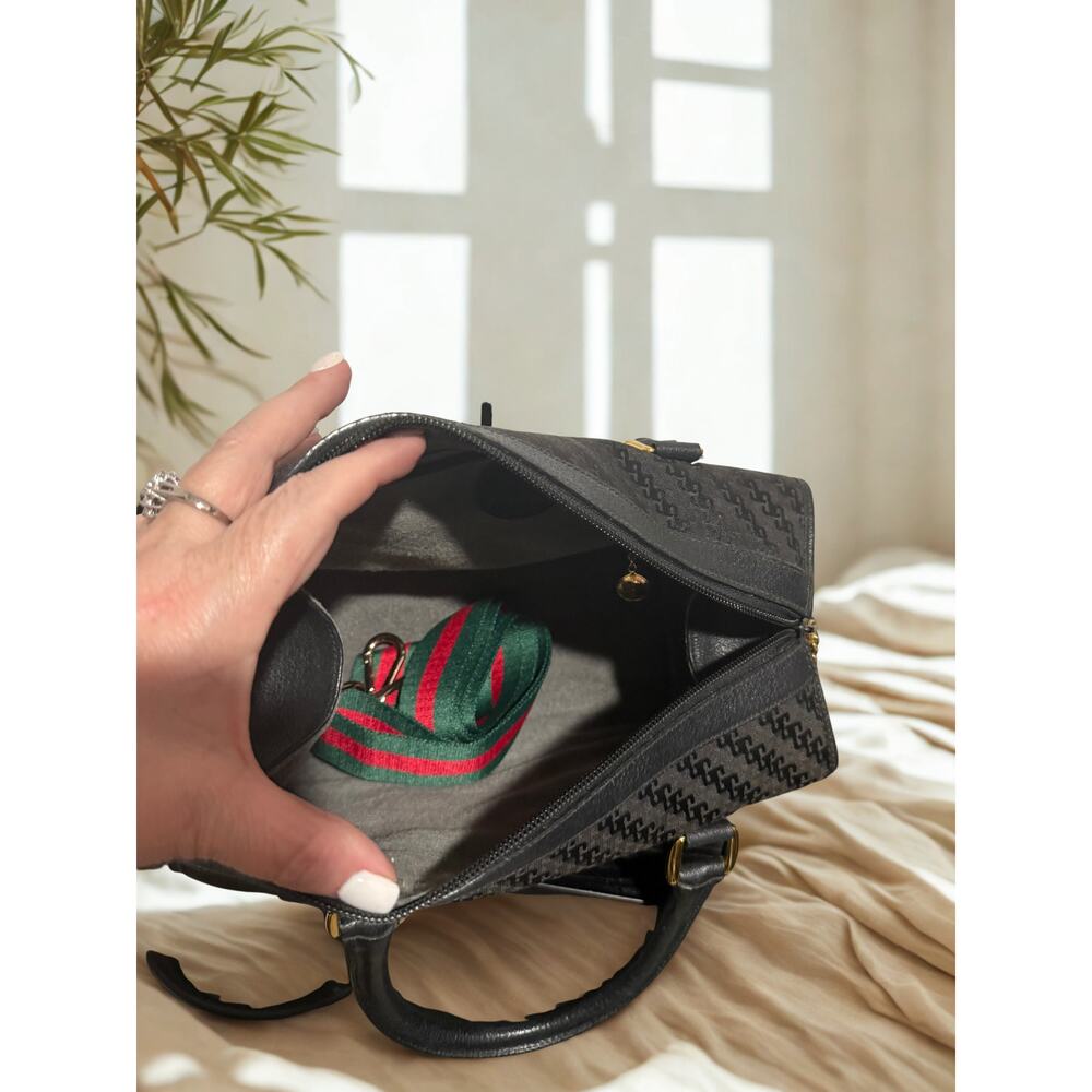 Vintage Gucci Accessory Collection Boston Bag Black GG Jacquard Canvas - Picture 4 of 7